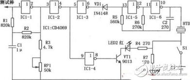 diy感應測電筆制作電路圖 cd4069